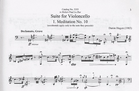 Hagen, Daron: Suite for Violoncello