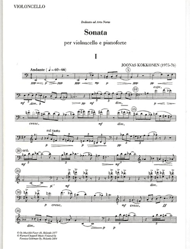 Kokkonen, Joonas: Sonata (cello & piano) special import item