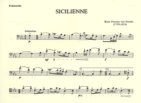 Paradis, Maria Theresa von: Sicilienne (cello or violin & piano)