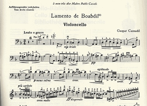 Cassado, Gaspar: Lamento de Baobdil (cello & piano)