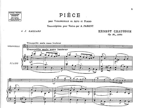 Chausson, Ernest: Piece Op.39 (cello or viola & piano)