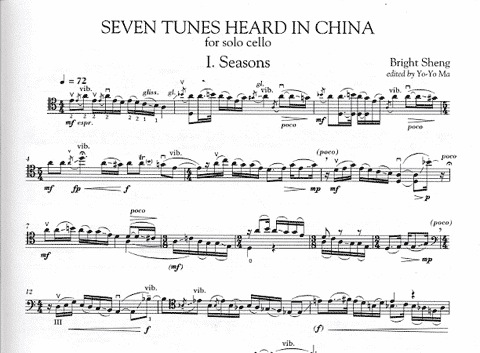 Sheng, Bright (Yo-Yo Ma): 7 Tunes Heard in China for Solo Cello (cello)