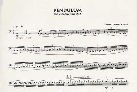 Tuomela, Tapio: Pendulum (solo cello)