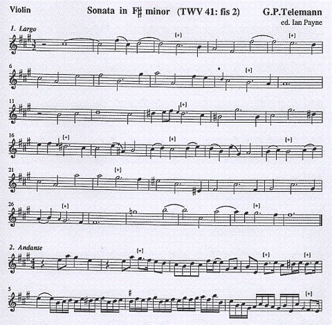 Telemann, G.P.:(Payne): Sonata in F# Minor (violin, Piano, Cello optional)