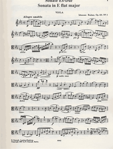 Brahms, Johannes: Sonata in Eb Op.120 #2 (viola & piano)