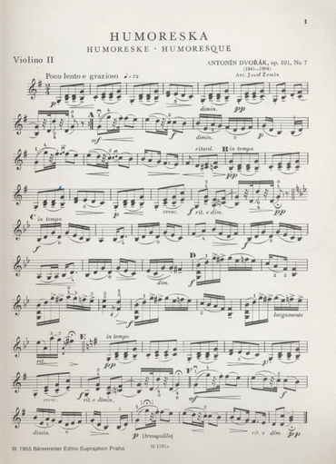 Dvorak, Antonin: Humoresque in G flat Op.101 No. 7 (2 violins) Barenreiter