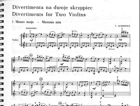 Janiewicz, Feliks: Divertiments for Two Violins
