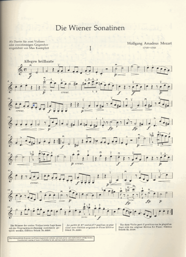 Mozart, W.A.: 12 Viennese Sonatinas - Die Wiener Sonatinen (2 violins)