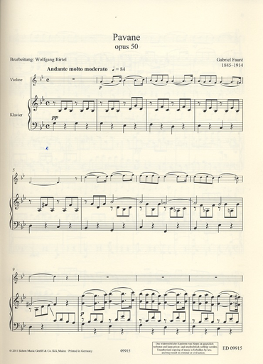 Faure, G. (Birtel, arr.): Pavane, Op. 50 (violin and piano)