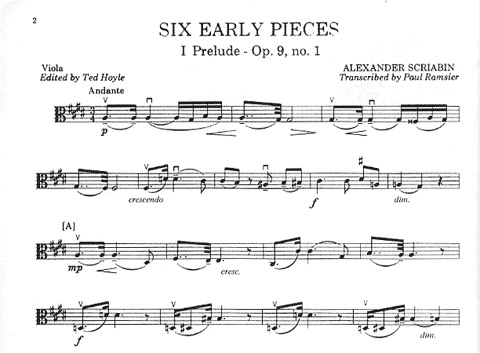 Scriabin (Ramsier): Six Early Scriabin Pieces (viola) (piano part sold seperately)