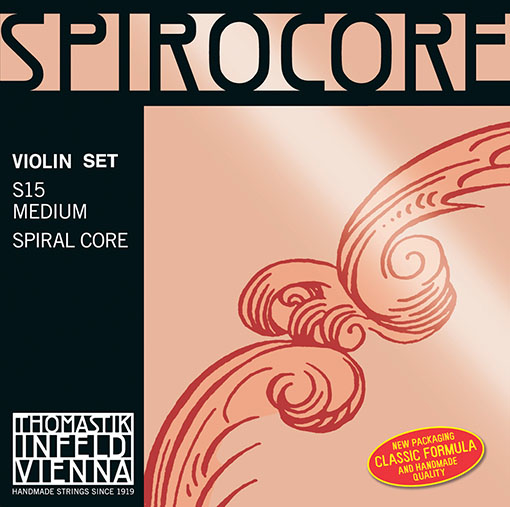 SPIROCORE violin string set, steel core, aluminum & chrome-wound, by Thomastik-Infeld