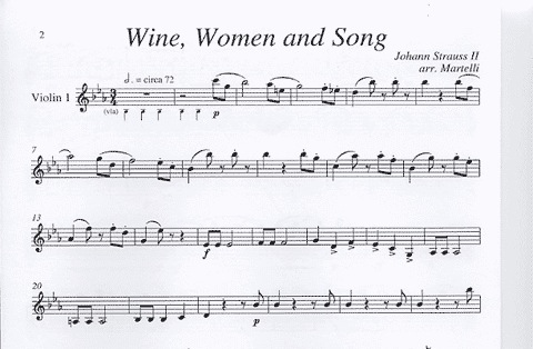 Strauss, Johann (Martelli): Wine, Women, Song (string quartet)