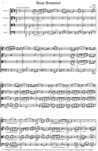 Elgar, Edward: Beau Brummel (string quartet)