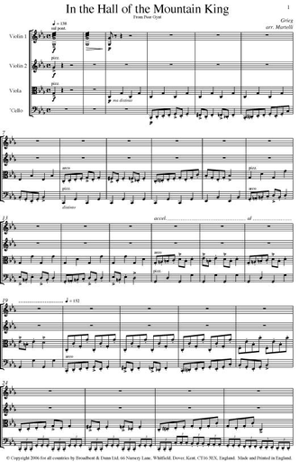 Grieg, Edvard: In the Hall of the Mountain King (string quartet)