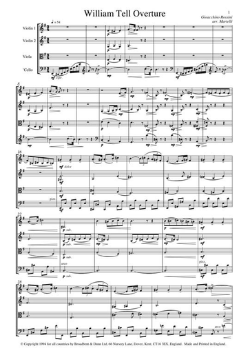 Rossini, Giacomo (Martelli): William Tell Overture (string quartet)