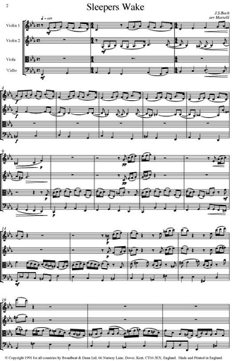 Bach, J.S. (Martelli): Sleepers Wake (string quartet)