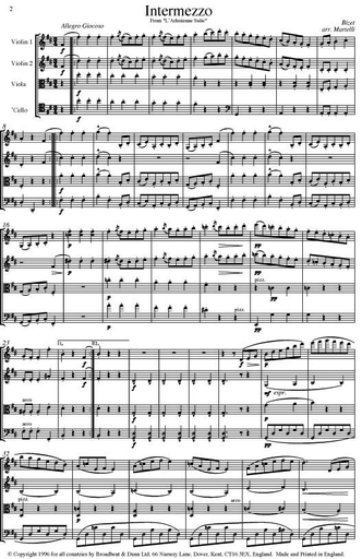 Bizet, Georges (Martelli): Intermezzo and Adagietto from L'Arlesienne (String quartet)