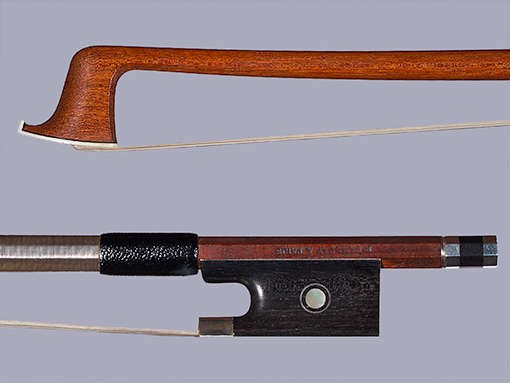 P. CAMURAT violin bow, ebony & silver mounted, 58g