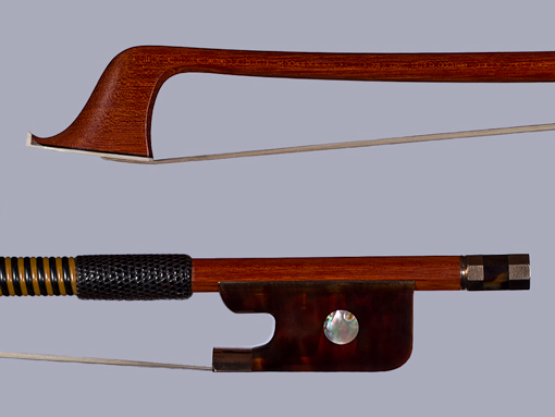 Tortoise & Gold round Pernambuco cello bow, 78.9g | Metzler Violins