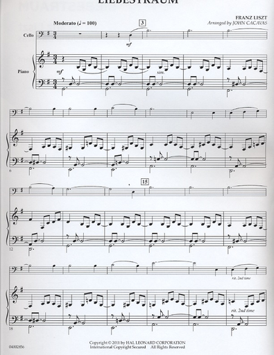 Liszt, Franz: (Cacavas) Liebestraum (cello & piano)