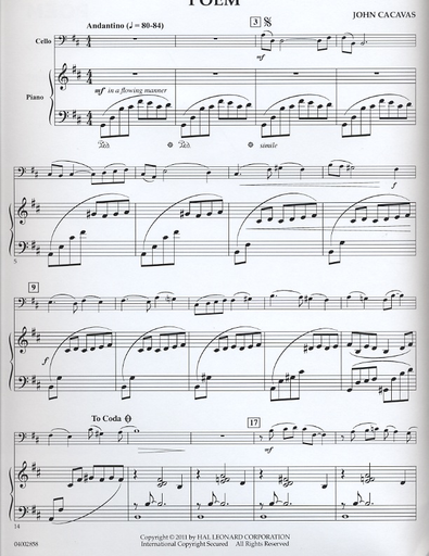 Cacavas, John: Poem (cello & piano)