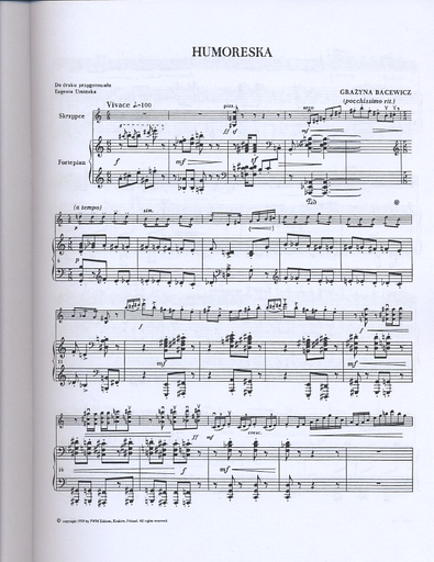 Bacewicz, Grazyna: Humoresque- Humoreska & Cradle Song (violin & piano)