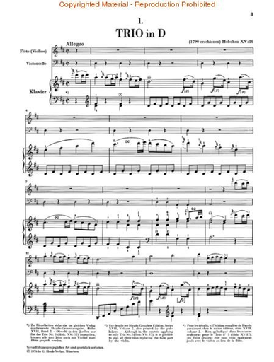 Haydn, F.J. (Stockmeier, ed.): Piano Trios, Vol.3, urtext (flute or violin, cello, and piano)