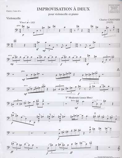 Chaynes, Charles: Improvisation a deux (cello & piano)