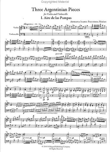 Manas, Adriana Isabel: Three Argentinian Pieces (violin & cello) HILDEGARD