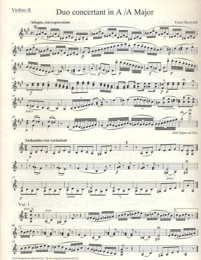 Berwald, F.: Duo Concertant in A Major urtext (two violins) Barenreiter