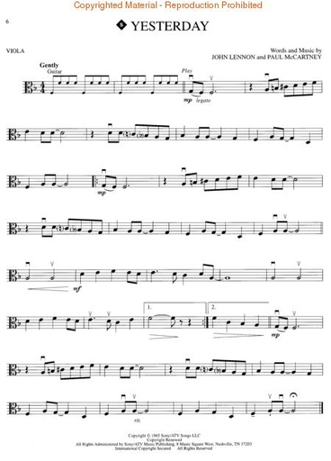 Lennon & McCartney (Beatles): Solos for Viola (viola & CD)