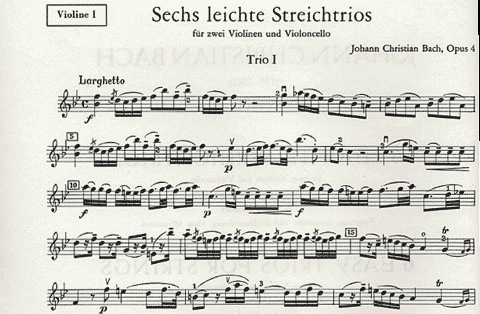 Bach, J.C.: 6 Easy Trios for Strings Op.4 (2 violins & cello) Edition Pegasus