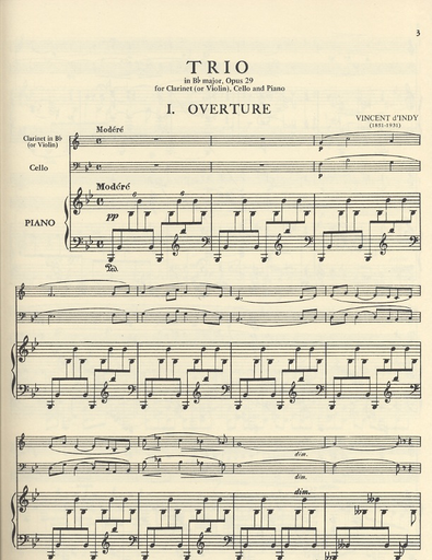 d'Indy, Vincent: Trio Op. 29 for clarinet or violin, cello & piano