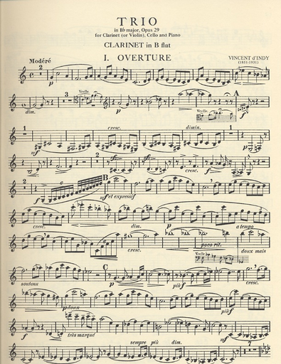 d'Indy, Vincent: Trio Op. 29 for clarinet or violin, cello & piano