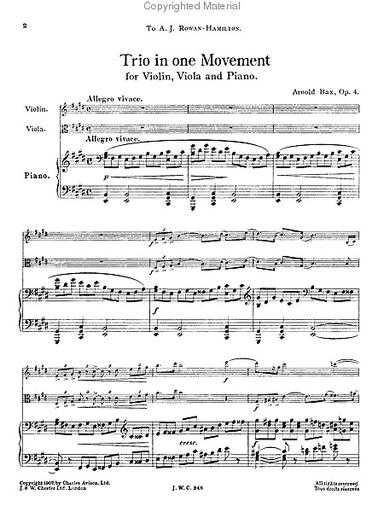 Bax, A.: Trio in One Movement, Op. 4 (violin, viola, and piano)