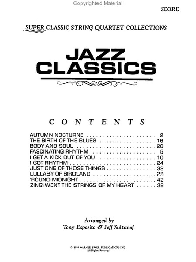Esposito and Sultanof: Jazz Classics (string quartet)
