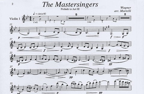 Wagner (Martelli): Meistersingers Prelude to Act 3 (string quartet)