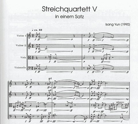 Yun, Isang: String Quartet V in einem satz 1990, score and parts