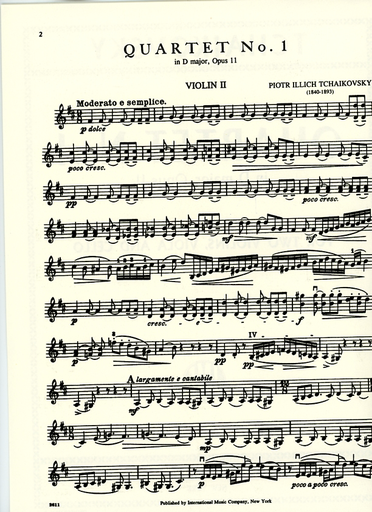 Tchaikovsky, P.I.: Quartet No.1 in D Major Op.11 (string quartet)