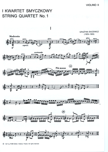 Bacewicz, Grazyna: String Quartet No. 1 (set of parts)