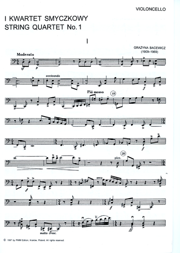Bacewicz, Grazyna: String Quartet No. 1 (set of parts)