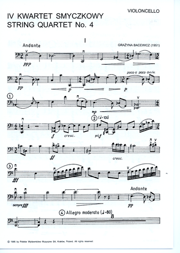 Bacewicz, Grazyna: String Quartet No. 4 (1951) score and parts