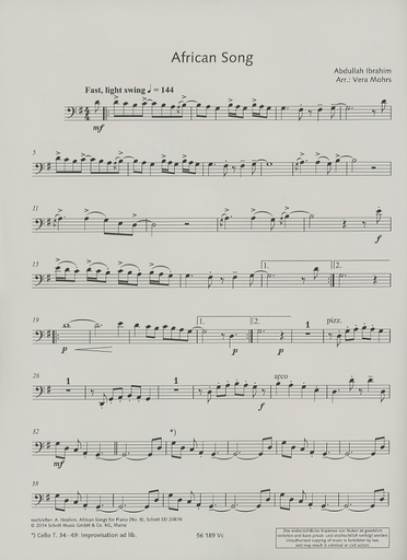 Ibrahim, A.: African Song (cello & piano)