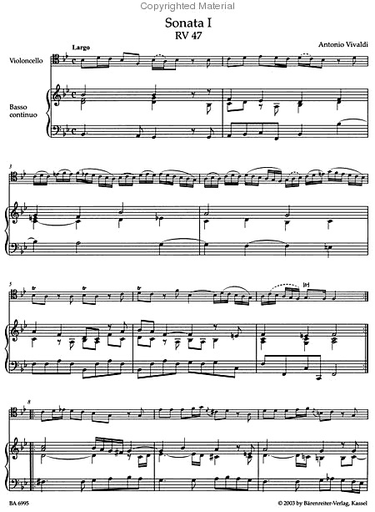 Vivaldi (Hoffmann): (Score/Parts) Complete Sonatas, RV39-47 - Barenreiter Urtext (cello & basso continuo)