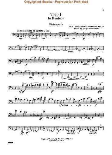 Mendelssohn, Felix: Trio in D Minor (piano, Violin & cello)