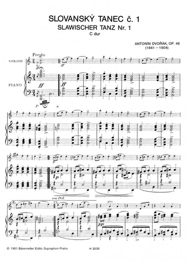 Dvorak, Antonin (Pokorny): Slavonic Dances, Op. 46 Nos. 1-4 (violin & piano) Barenreiter
