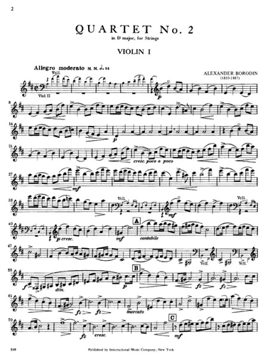 Borodin: (parts) String Quartet No.2 in D Major (string quartet) IMC