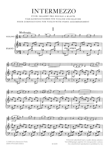 Martinu, Bohuslav: Intermezzo-4 Compositions for Violin & Piano, Barenreiter