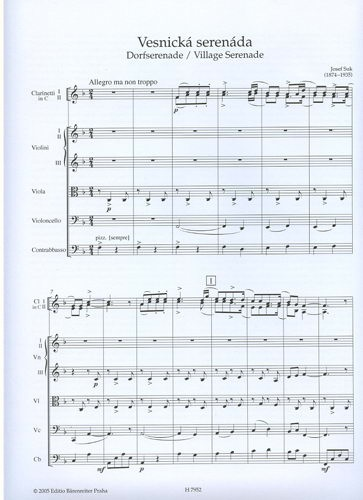 Suk, Josef: Village Serenade, score & parts (2 clarinets, 3 score & parts violins, viola, cello, bass) Barenreiter