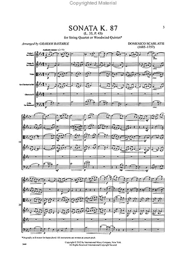 Scarlatti, D. (Bastable): Two Sonatas, K.87 and K.455 arranged for string quartet